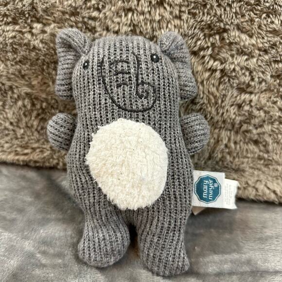 Mary Meyer Plush Elephant Lovey Knit Nursery Rattle Soft Toy 7" Stuffed Animal - Picture 1 of 6